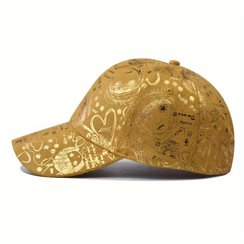 New Graffiti Baseball Caps Golden Stamping Outdoor Hip-hop Joker Cap Street Cool Baseball Hats for men and women Sports Hats Breathable Sun Cap Couple Caps Duckbill Cap