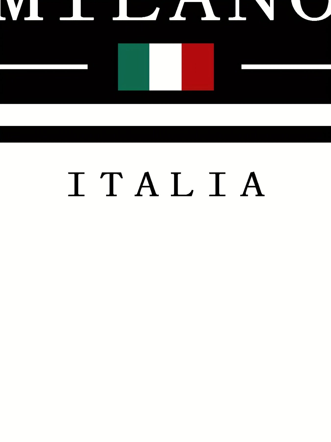 Men'S Casual "Milano Italia" Graphic Tee & Shorts Set - Black & White, Breathable Summer Outfit with Drawstring Waist, Comfortable for Casual Attire, Casual Attire|Italianinspired Design|Stretchy Fabric