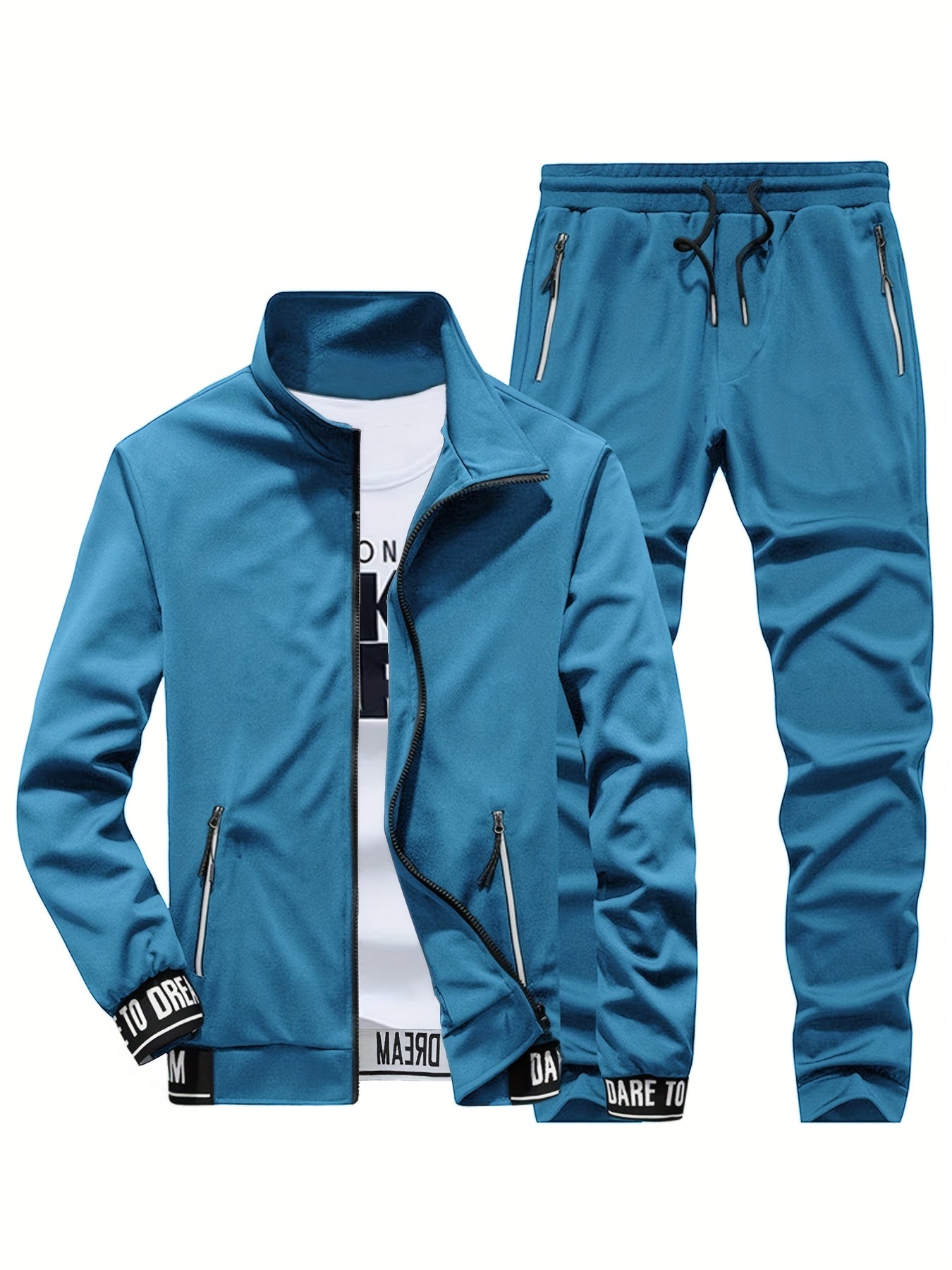 Spring and Autumn Men's Stand Collar Sports Casual Pants Suit