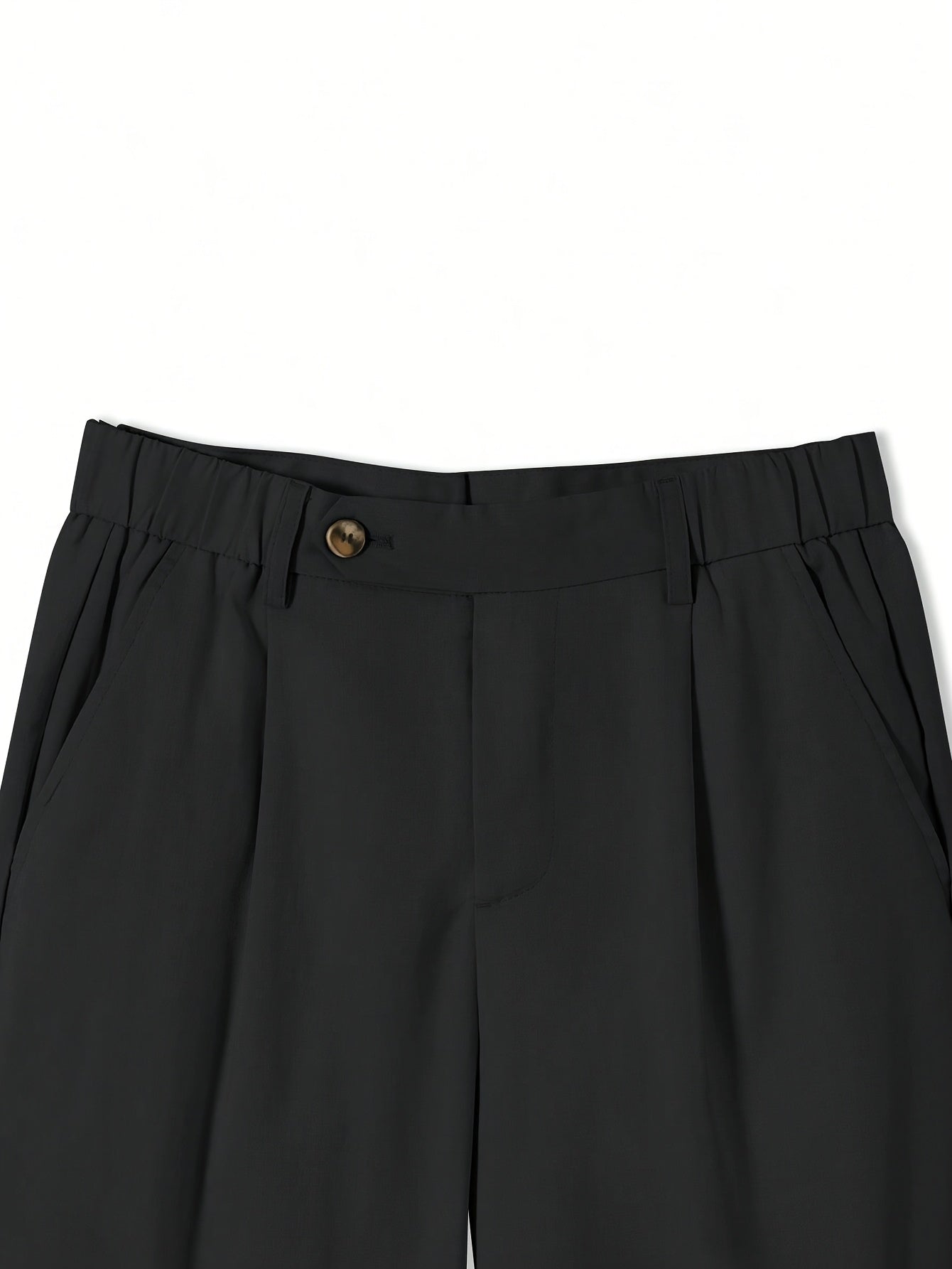 Men's Sleek Solid Color Dress Pants - Polyester, Mid-Rise with Pockets, Ideal for Office & Casual Wear in Spring/Summer, Non-Stretch Fabric