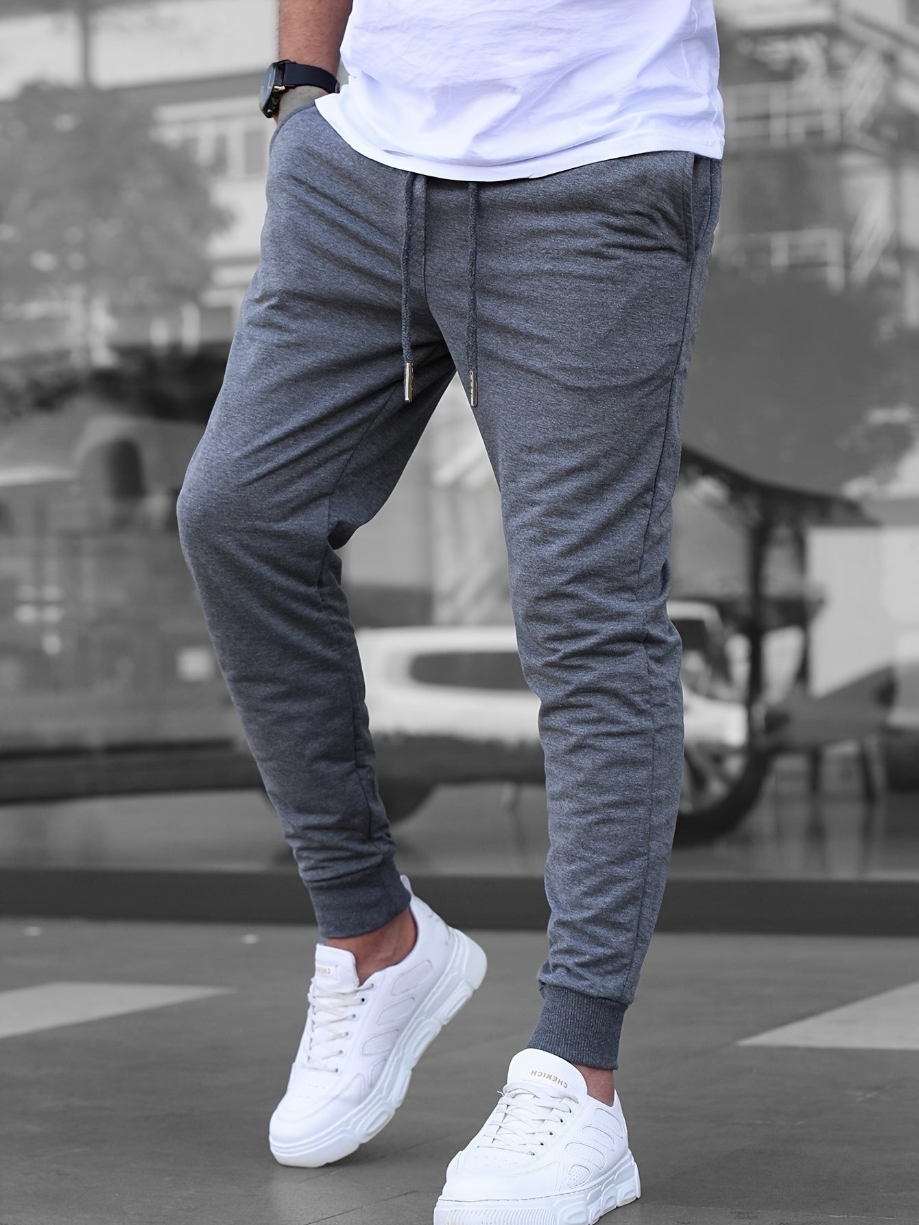 Men's Solid Color Jogger Sports Pants With Drawstrings, Casual Lightweight And Breathable Running Fitness Slim Pants Outdoor Trousers