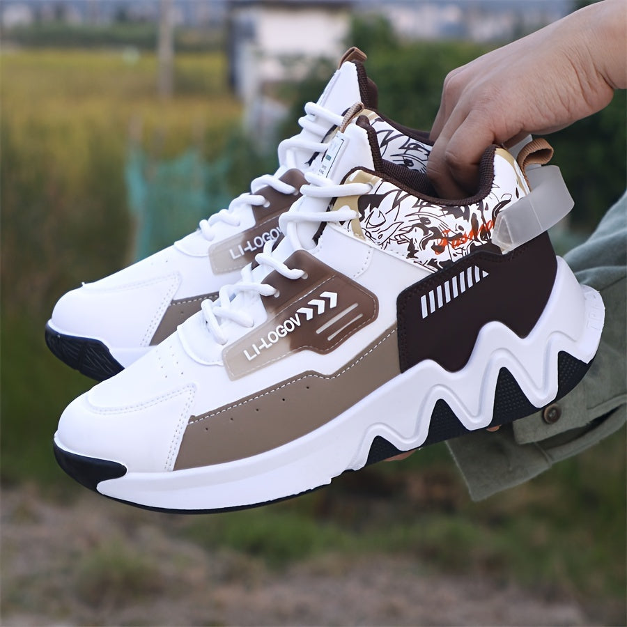 Men'S Stylish High-Top Sneakers with "WOD" Logo - Comfortable, Non-Slip Lace-Up Athletic Shoes for Outdoor Activities, All-Season Wear, Casual Sports Style, Rubber Sole, Fabric Upper, Casual Athletic Shoes | Stylish High Top