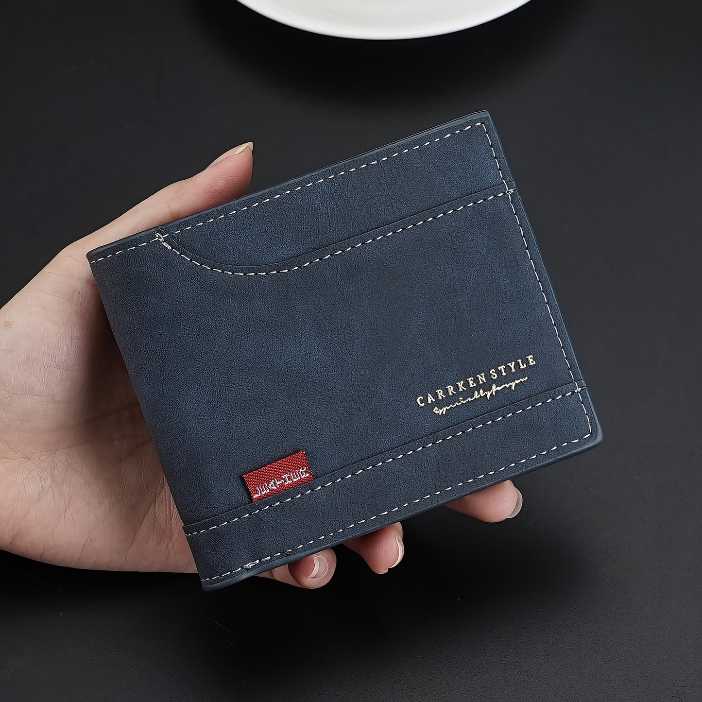 Men's Vintage-Style Black Faux Leather Wallet with Zipper - Multiple Card Slots, Multi-Functional ID Holder