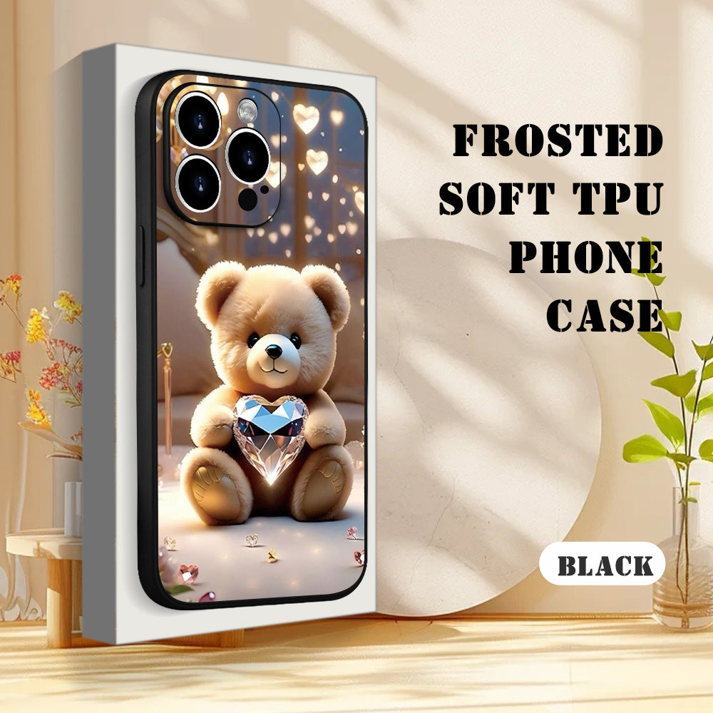Creative Crystal Heart Bear Pattern Phone Case, Thick Full-Body Protection, Shockproof And Drop-Resistant TPU Soft Protective Cover, Suitable As a Gift for Birthdays Or Holidays for Both Men And Women, Compatible with Iphone