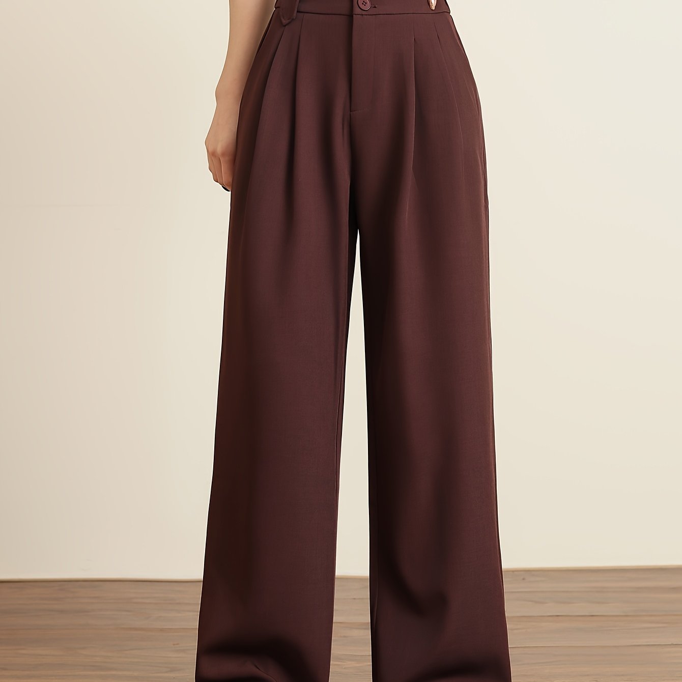 Solid Color Slim Straight Pants, Casual Women'S Long Trousers with Pockets And Buttons for Everyday Wear.
