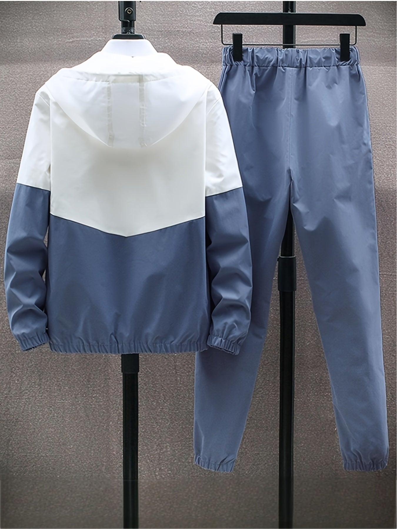Men'S Casual Color Block Hoodie and Jogger Set, Long Sleeve, Regular Fit with Pockets, Suitable for Autumn and Winter