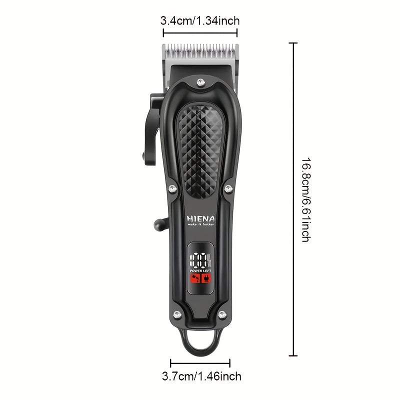 HIENA Men's Grooming Kit: Rechargeable Hair Clipper, Beard Trimmer & Nose Hair Set with LCD Display - USB Charging, 1500mAh Battery, Includes Combs - Ideal Father's Day Gift
