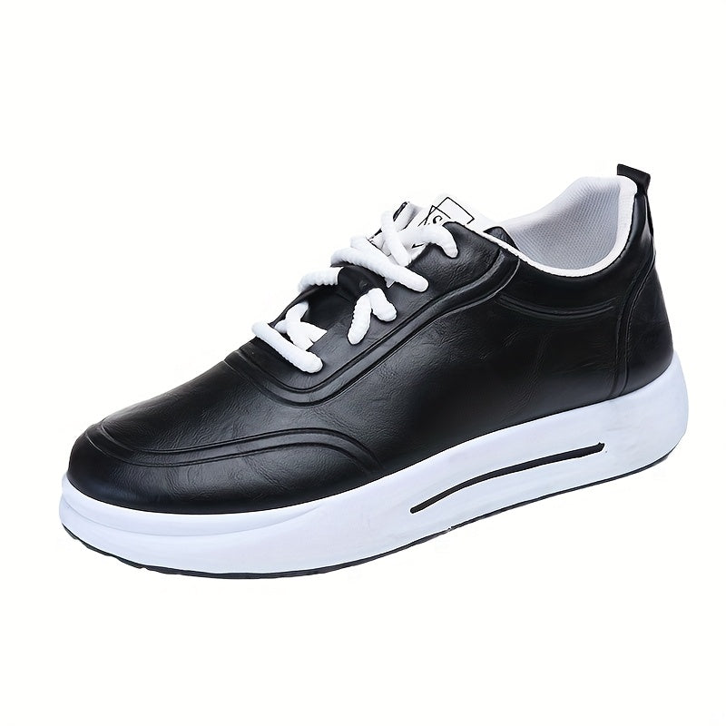 Men's Lace-up Casual Shoes, Solid Color Low-Top Soft Sole Business Commuter Sneakers