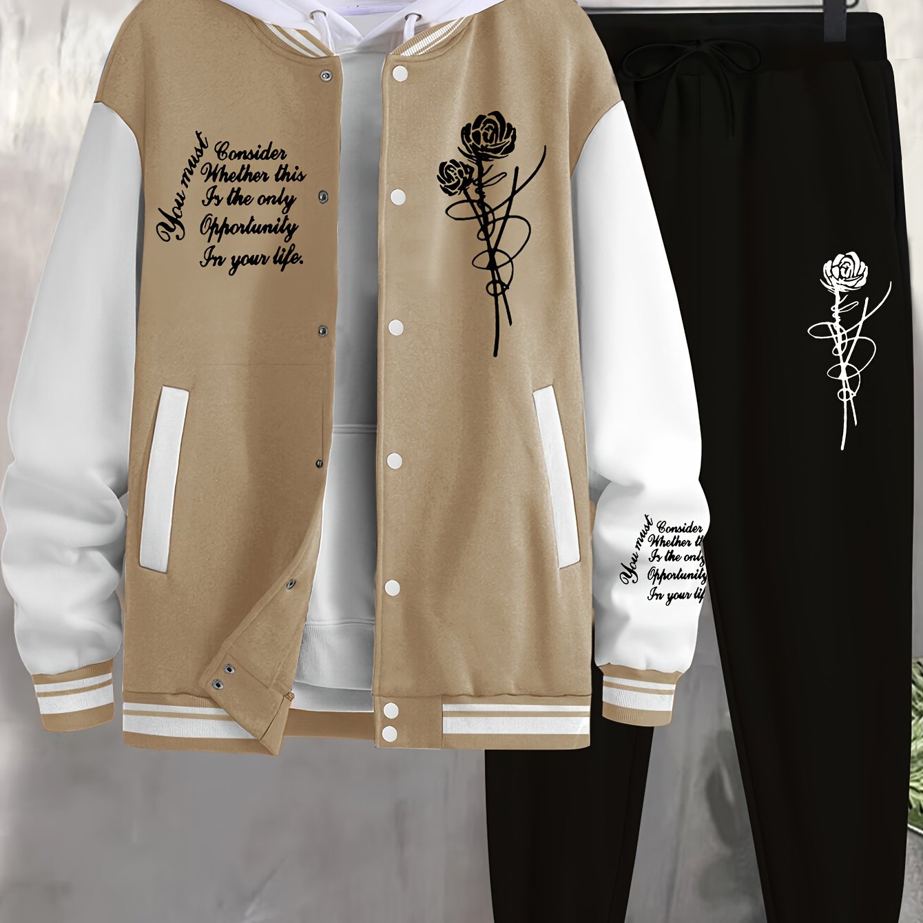 Men's Casual Sports Jacket Rose Baseball Suit - Xingfan OBM