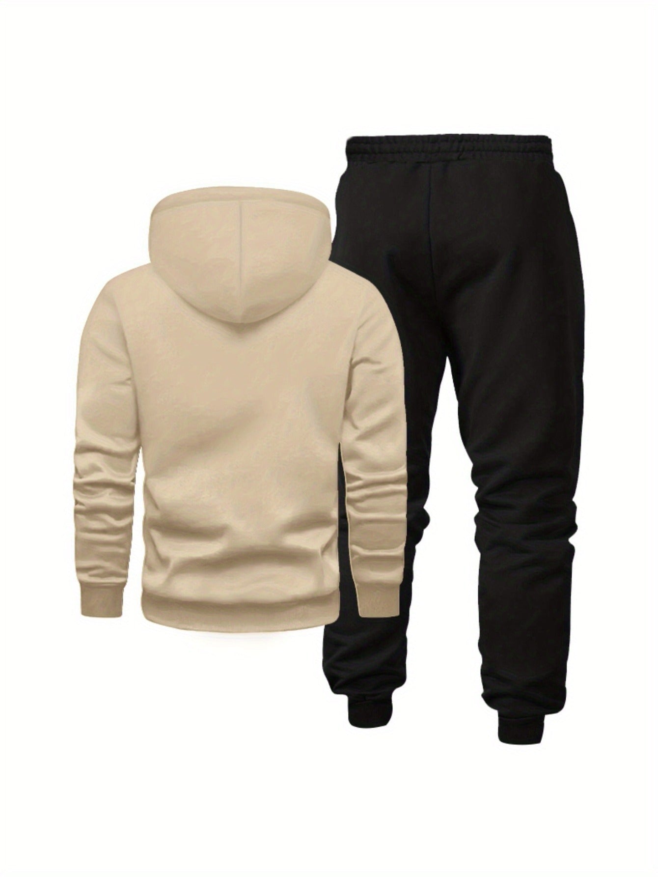Men'S Los Angeles Print Hoodie And Sweatpants Set - Casual American Streetwear Style, Cozy Fall/Winter Activewear with Geometric Pattern, Slight Stretch Fabric, Hooded Top & Joggers, Casual Wear|Geometric Pattern Hoodiee Jogg
