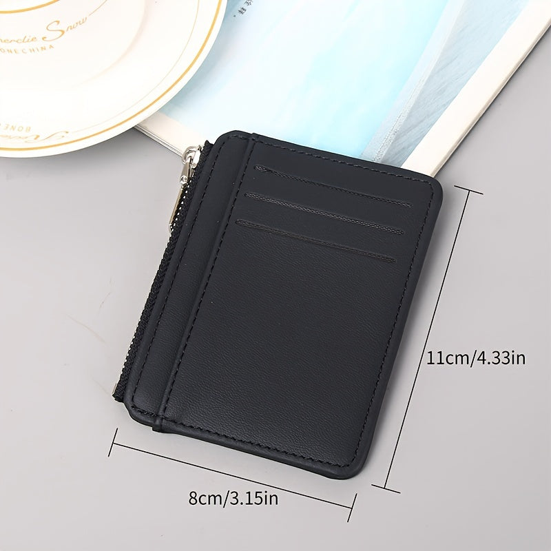 Sleek Minimalist Men's Faux Leather Wallet - Ultra-Thin, Portable Credit Card Holder with Zipper Coin Purse - Perfect for Birthday & Father's Day Gifts