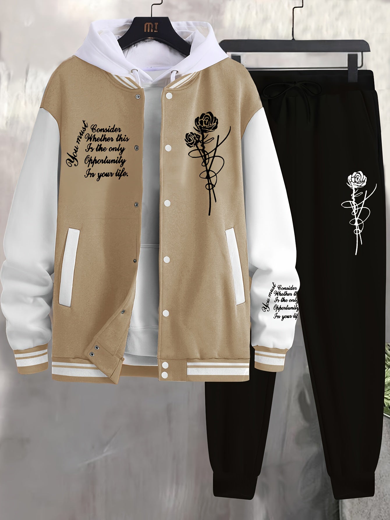Men's Casual Sports Jacket Rose Baseball Suit - Xingfan OBM
