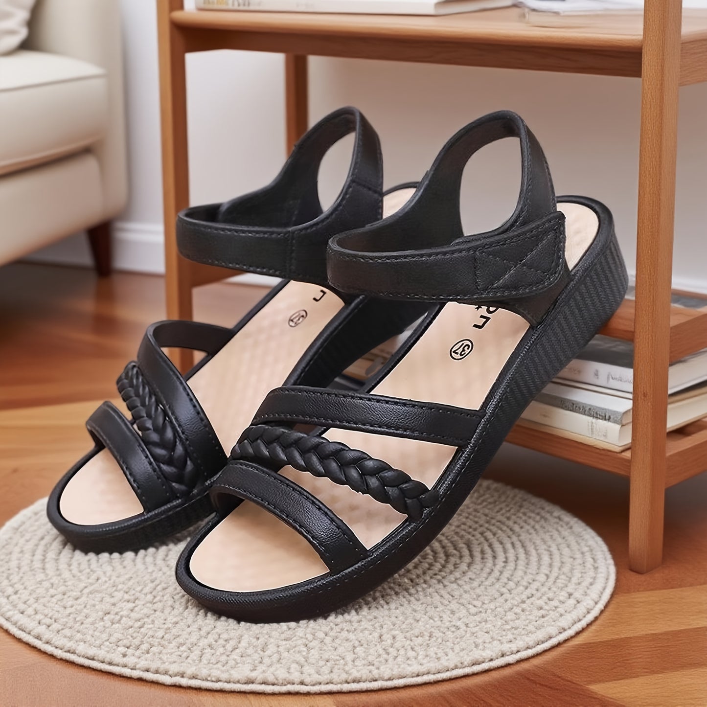 Women's Elegant Roman Sandals - Adjustable Strap Non-Slip Platform Sandals, Cushioned EVA Insole & Arch Support - Low Heel Everyday Shoes for Women, Moms, Beach, Office, Formal Events - Available in White/Black/Brown/ - All-S