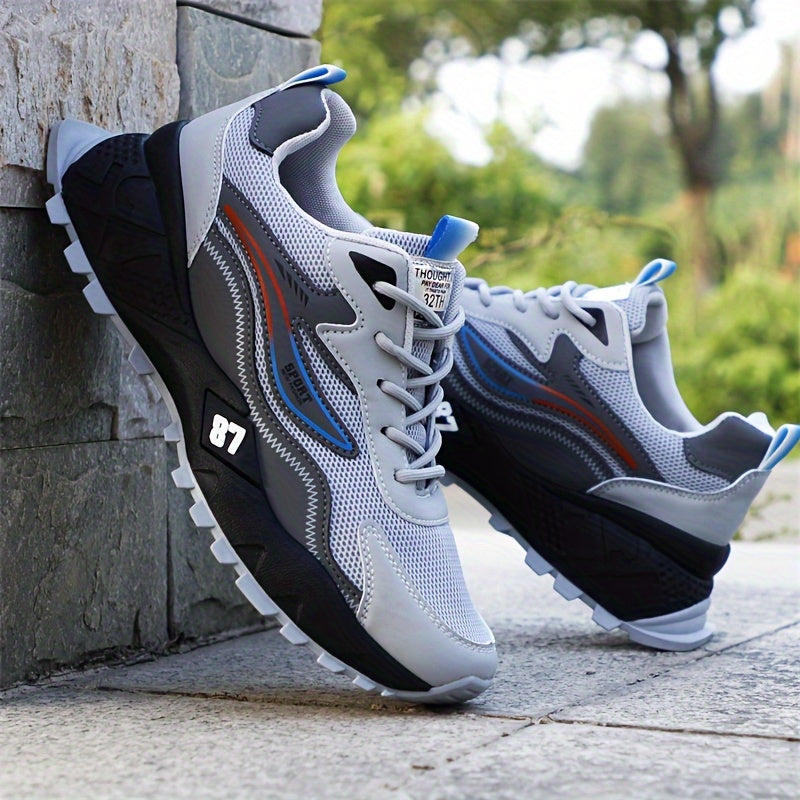 Men's Stylish & Durable Sneakers - Comfortable, Non-Slip Lace-Up Sneakers for Outdoor Activities, Breathable Fabric, All-Season Wear