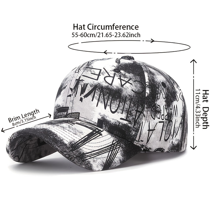 Graffiti Floral Fabric Baseball Cap for Both Men And Women, a Trendy Streetwear Sunshade Hat.