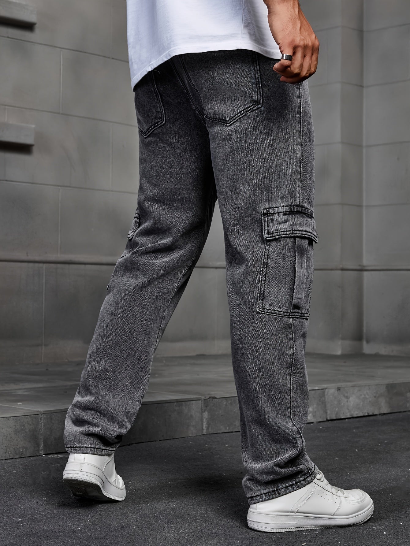 Men's Classic Blue Denim Jeans - 80%, Regular Fit, Machine Washable, Solid Color, All-Season Casual Wear, Comfortable Denim | Relaxed Fit Jeans | Textured Denim Pants