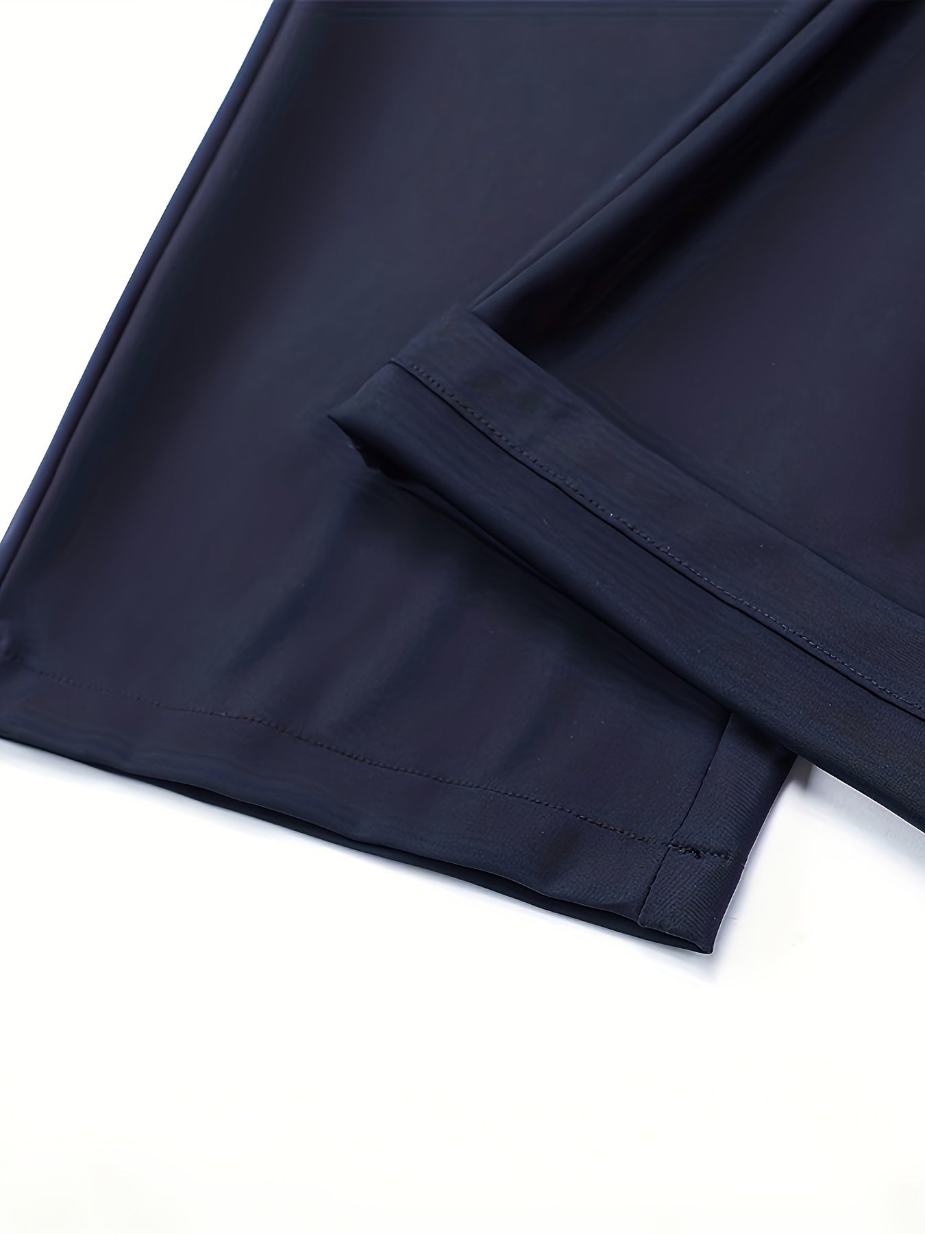 Men'S Classic Black Dress Pants - Nylon Blend, Straight Leg, Straight Leg Pants for Business Occasions