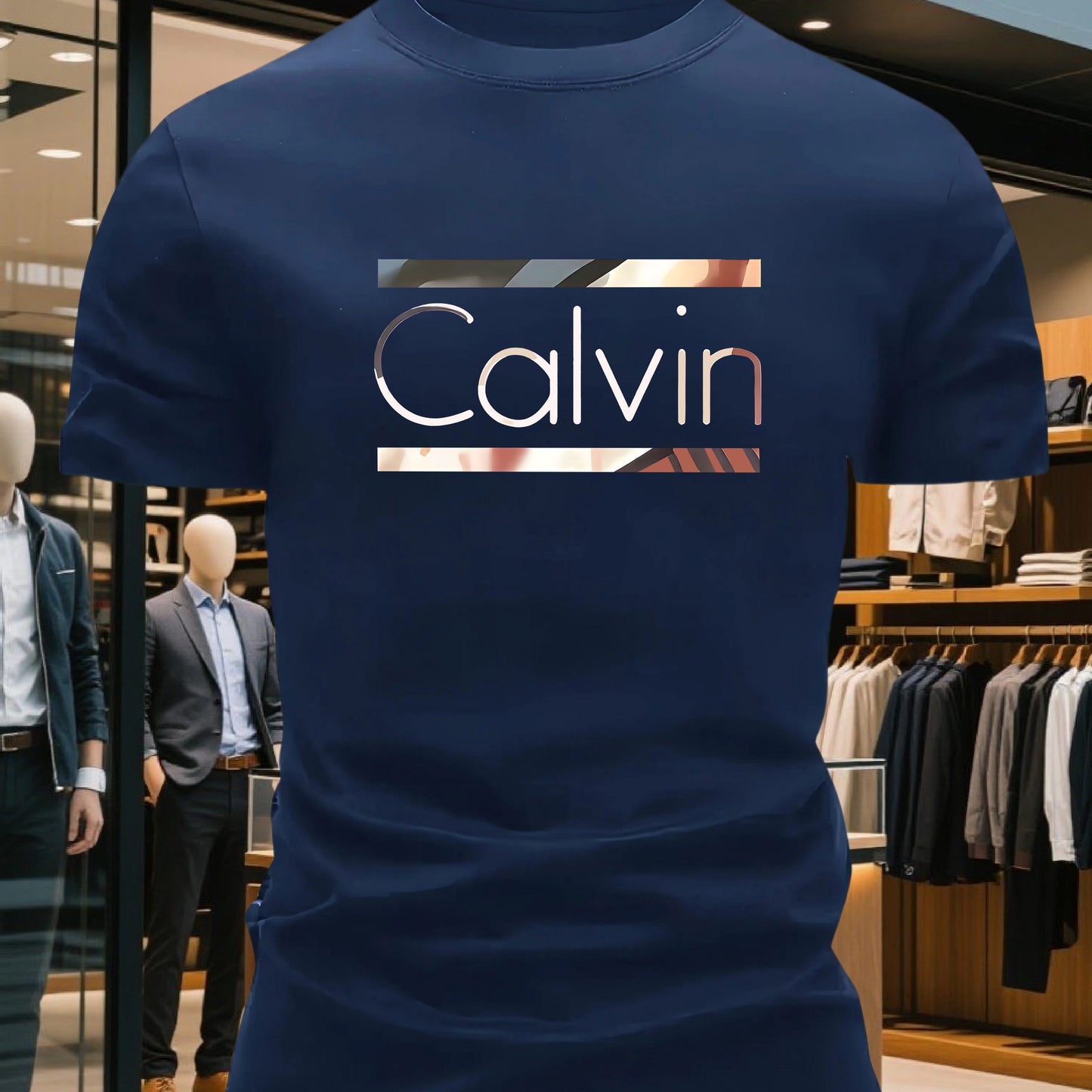 Men'S Bright Pink CALVI Graphic T-Shirt - Soft Breathable 100% Cotton Crewneck Tee, Everyday Casual Shirt for Office, Outings & Gym - Minimalist Modern Top, Comfortable Clothing, Stylish Letter Print, Durable Fabric, Short Sl