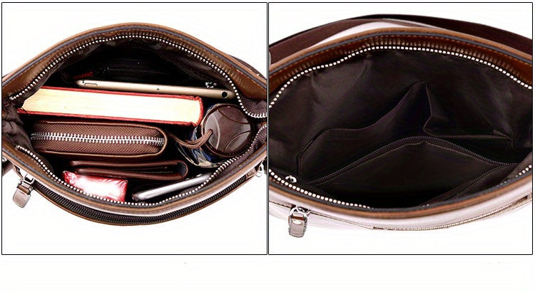 2pcs/set Men's Simple Business Shoulder Bag Crossbody Bag Portable Zipper Clutch Bag Gift For Men Father's Day Gift