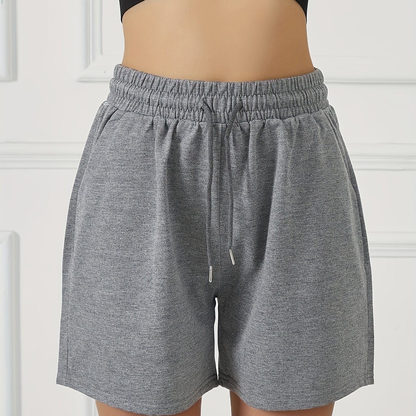 Summer Women'S Casual Shorts with Two Pockets, Drawstring Waist, Suitable for Running, Yoga, And Workouts, Loose And Comfortable, Five-Point Length.