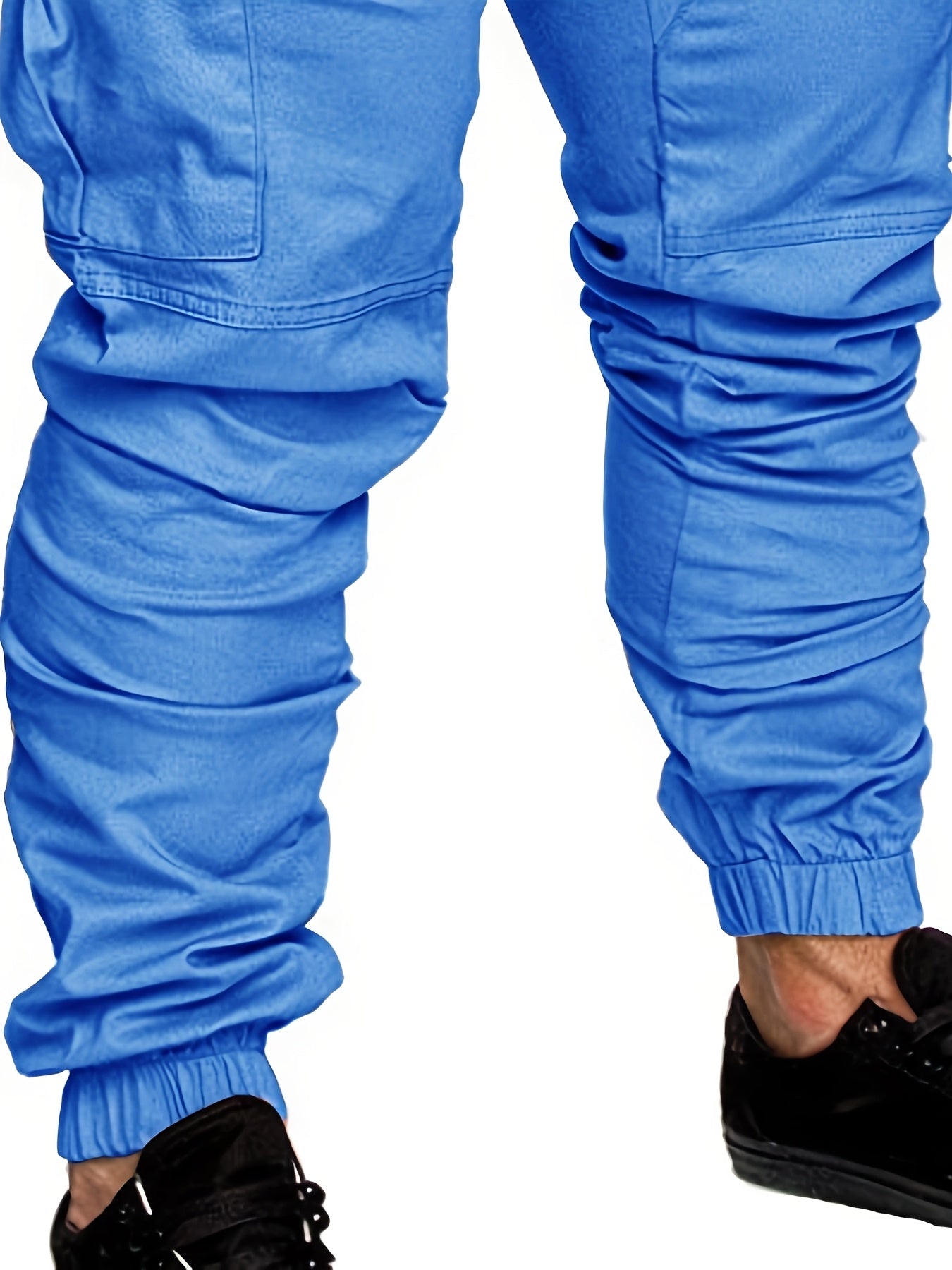 Men'S Casual Cargo Pants, 95% Cotton 5% Spandex, Skinny Fit, Solid Color, Long Length, Woven Fabric, Non-Stretch, with Pockets, 215g/m² Weight
