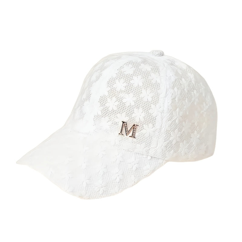 Adjustable Outdoor Casual Hat Breathable Hollow-Out Duckbill Cap Korean Style Summer Lace Flower Baseball Cap Fashion Versatile Sporty Hat Suitable for men and women.