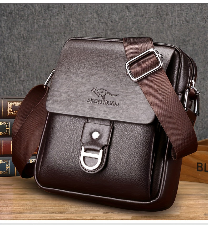 Men'S Stylish Brown Crossbody Bag with Adjustable Strap - Large Capacity, Multi-Compartment Design, Perfect for Commuting, Travel, and Everyday Use, Travel Bag