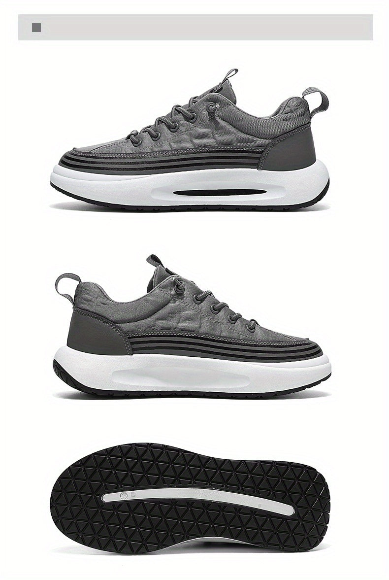 Men's Slip-On Casual Sneakers - Breathable Comfortable Low-Top Shoes with Elastic Panels, PU Upper & PVC Sole for Outdoor Hiking, Running, Daily Wear - All-Season Versatile Streetwear, Hiking Street Shoes, Modern Street Shoes