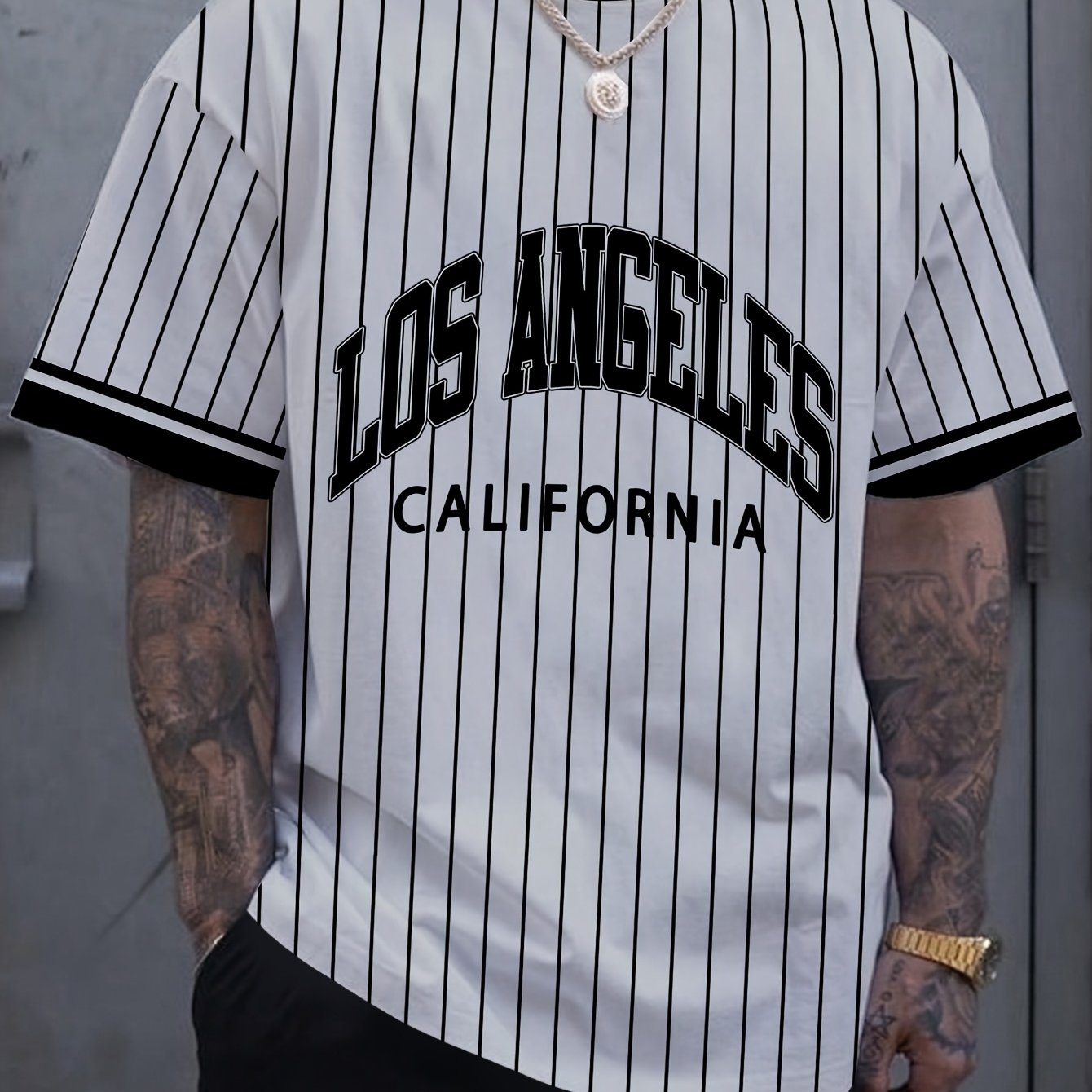 Men'S Los Angeles California Striped T-Shirt - Casual Short Sleeve Crew Neck, Breathable Summer Outdoor Sports Top, White with Black Letter Print, Regular Fit Tee for Casual Attire, Breathable Clothing | California Pride Shir