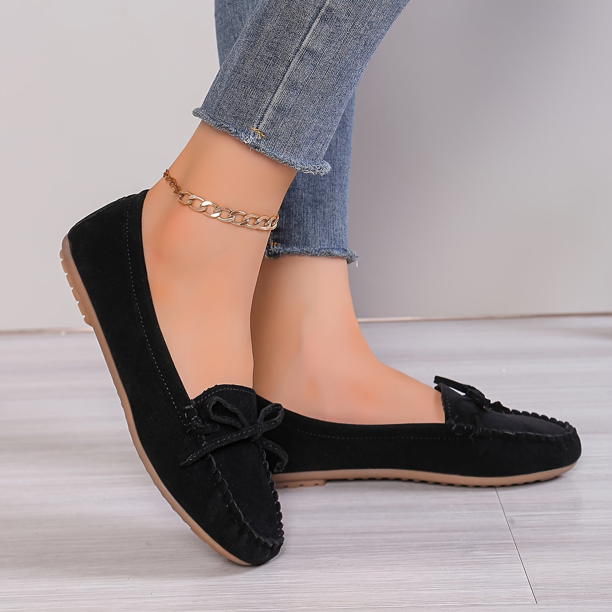Women's Casual Slip-On Sneakers With Butterfly Knot, Breathable And Lightweight, Rubber Outsole, Fleece Lining, Perfect For Autumn