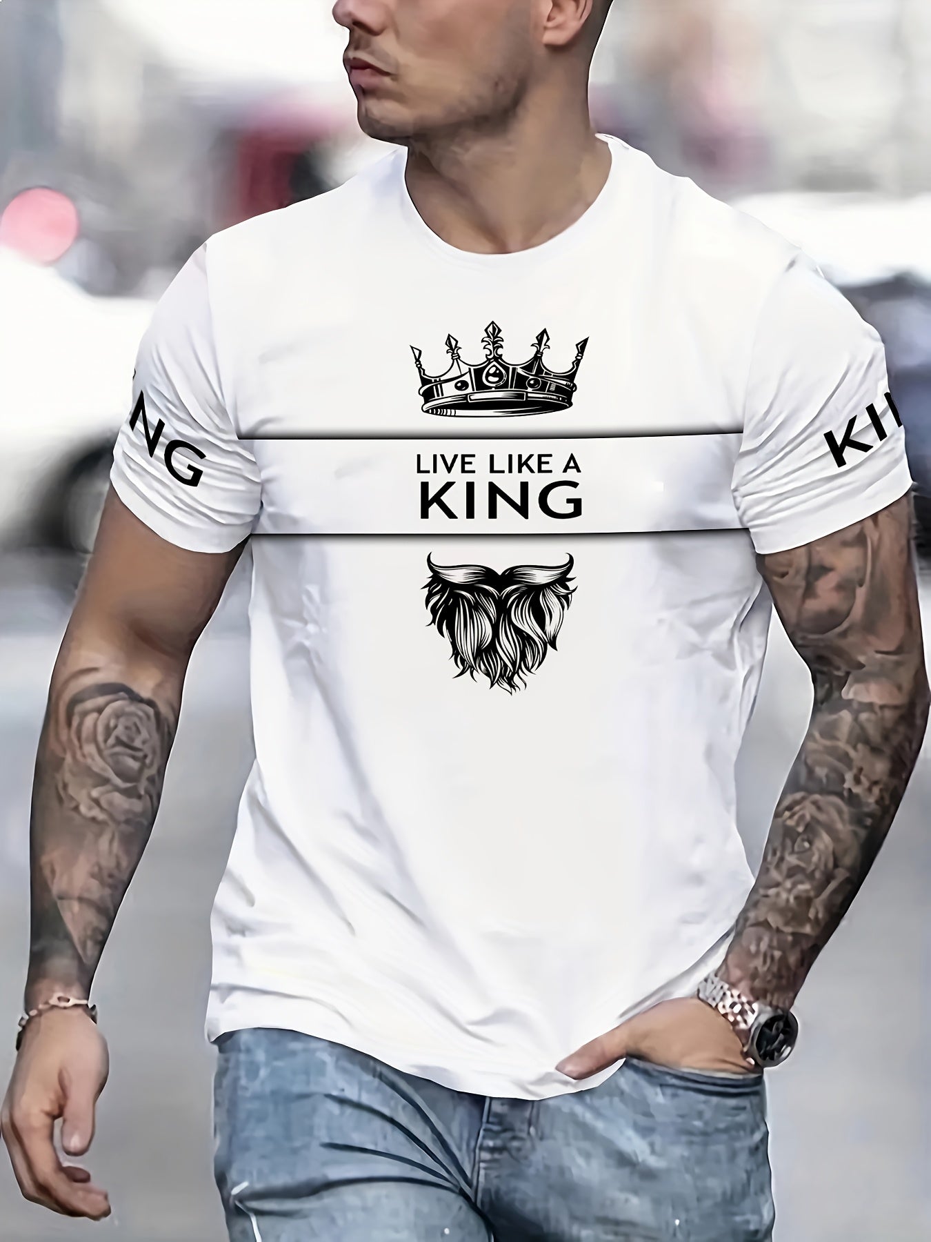 Men'S Casual Round Neck T-shirt, 100% Polyester Knit Fabric, Regular Fit, with 3D Number Print Stripe Contrast and K Letter Design, Suitable for Summer Sports Style T-shirt