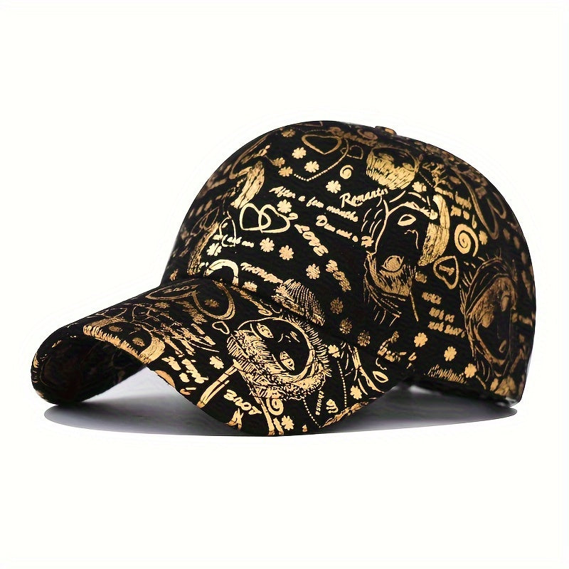 New Graffiti Baseball Caps Golden Stamping Outdoor Hip-hop Joker Cap Street Cool Baseball Hats for men and women Sports Hats Breathable Sun Cap Couple Caps Duckbill Cap