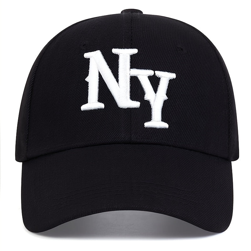 NY Embroidered Baseball Cap - Adjustable Snapback Hat for Men & Women, Lightweight & Breathable, Black with White NYS Sports Design, Casual Fashion Accessory, Baseball Hat, Sporty Headwear