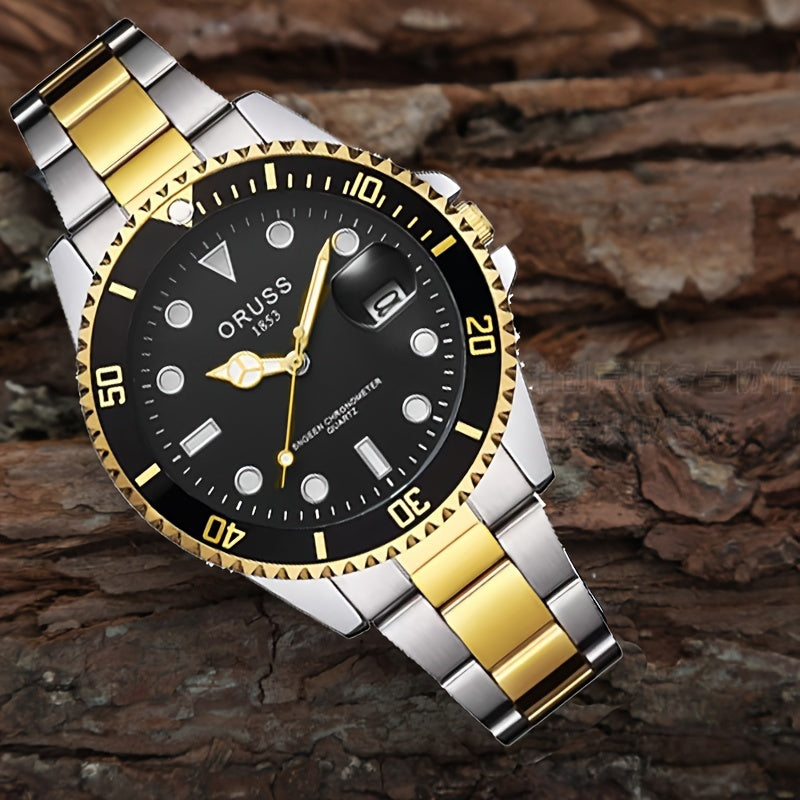 Authentic New Style Temperament Golden Watch Calendar Watch Men's Watch Men's Watch Korean Version Trendy Model
