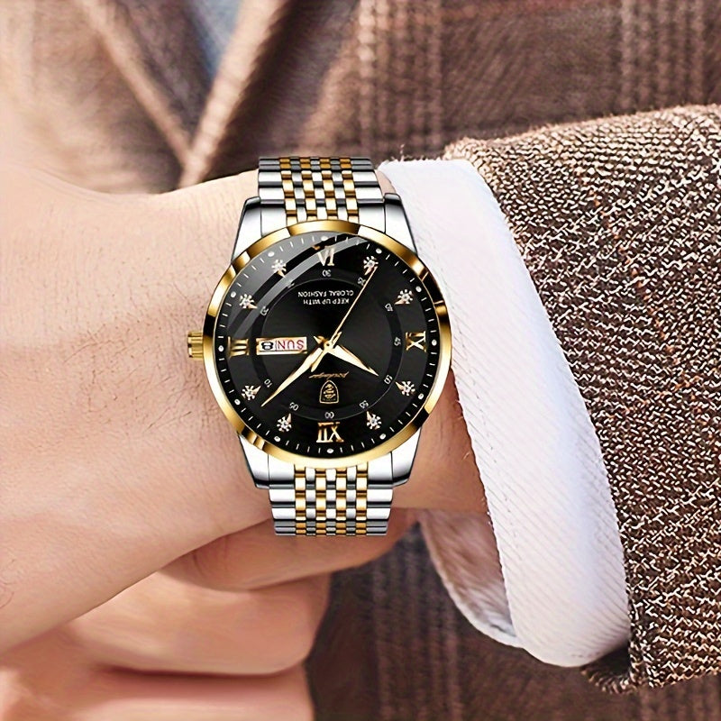 Women's Business Leisure Quartz Watch Luminous Fashion Date Dial Analog Steel Band Wrist Watch