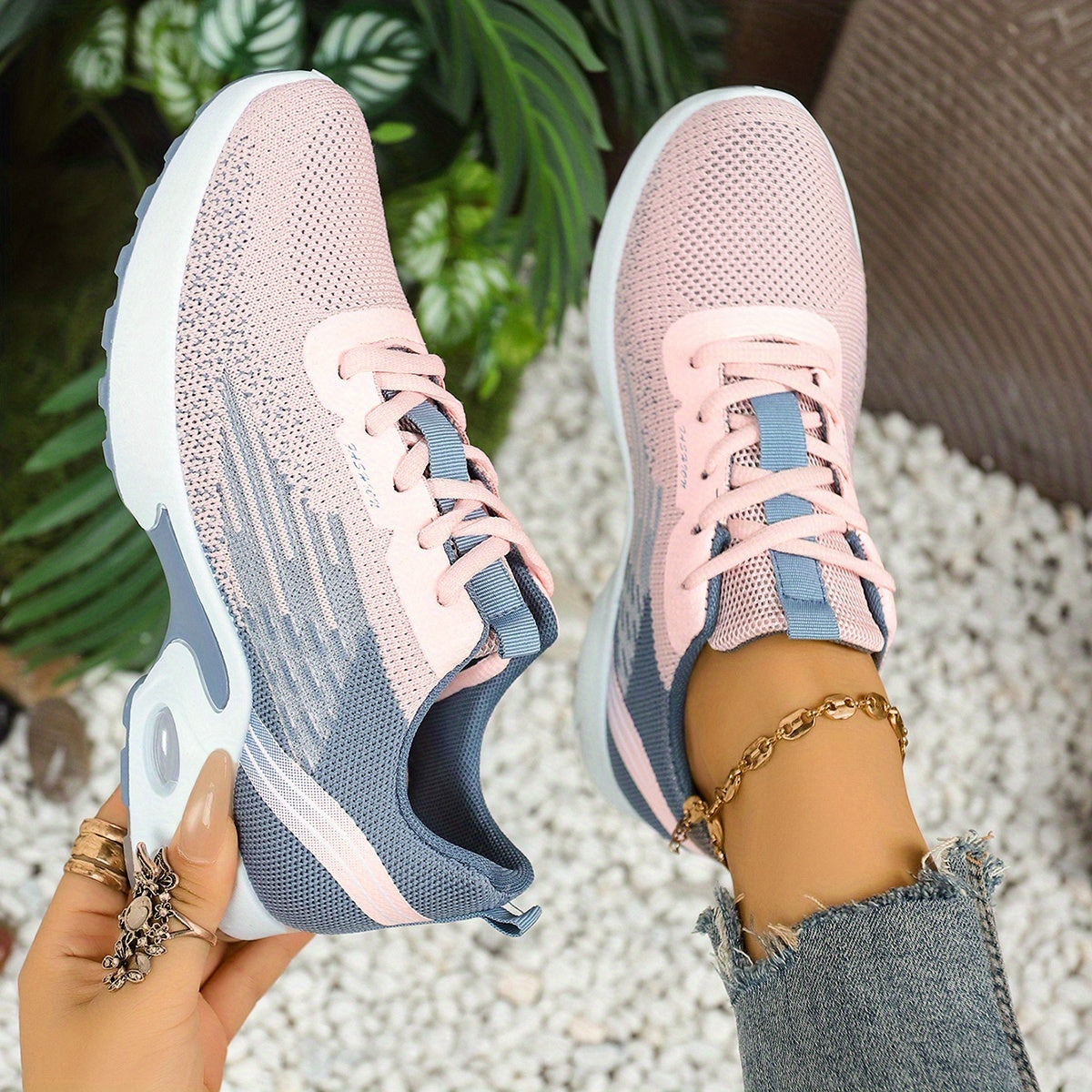 Breathable Mesh Women's Sneakers - Lightweight Soft Sole Lace-Up Low-Top Shoes with Cushioned PVC Sole for Running, Gym, Work & Travel - All-Season Comfort in Black, White, Light Blue, Pink, Grey, Ladies Sneakers, Gym Footwea
