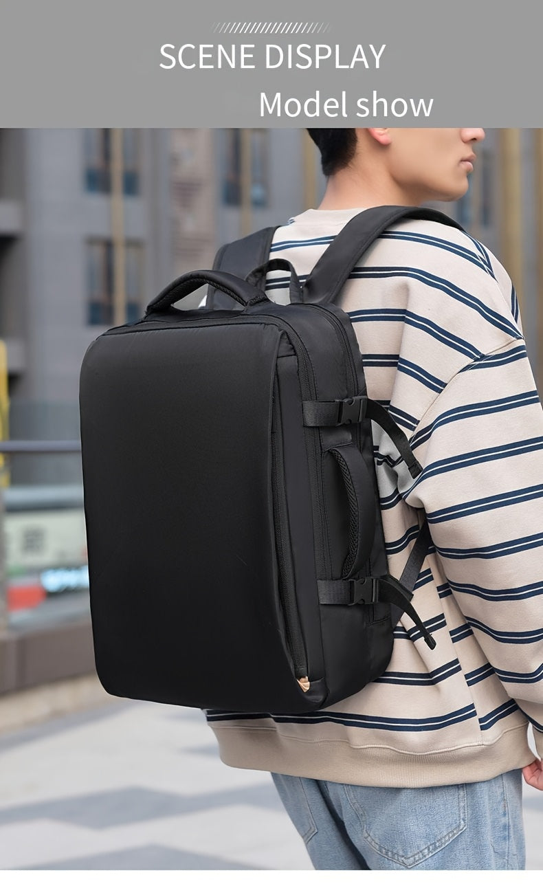 Men's Professional Laptop Backpack - Large Capacity Business Backpack with 39.62cm Laptop Compartment, Heavy-Duty Zipper Closure, Padded Shoulder Straps - Sleek Black Backpack for Office, Travel, Meetings - Durable Carry-On B