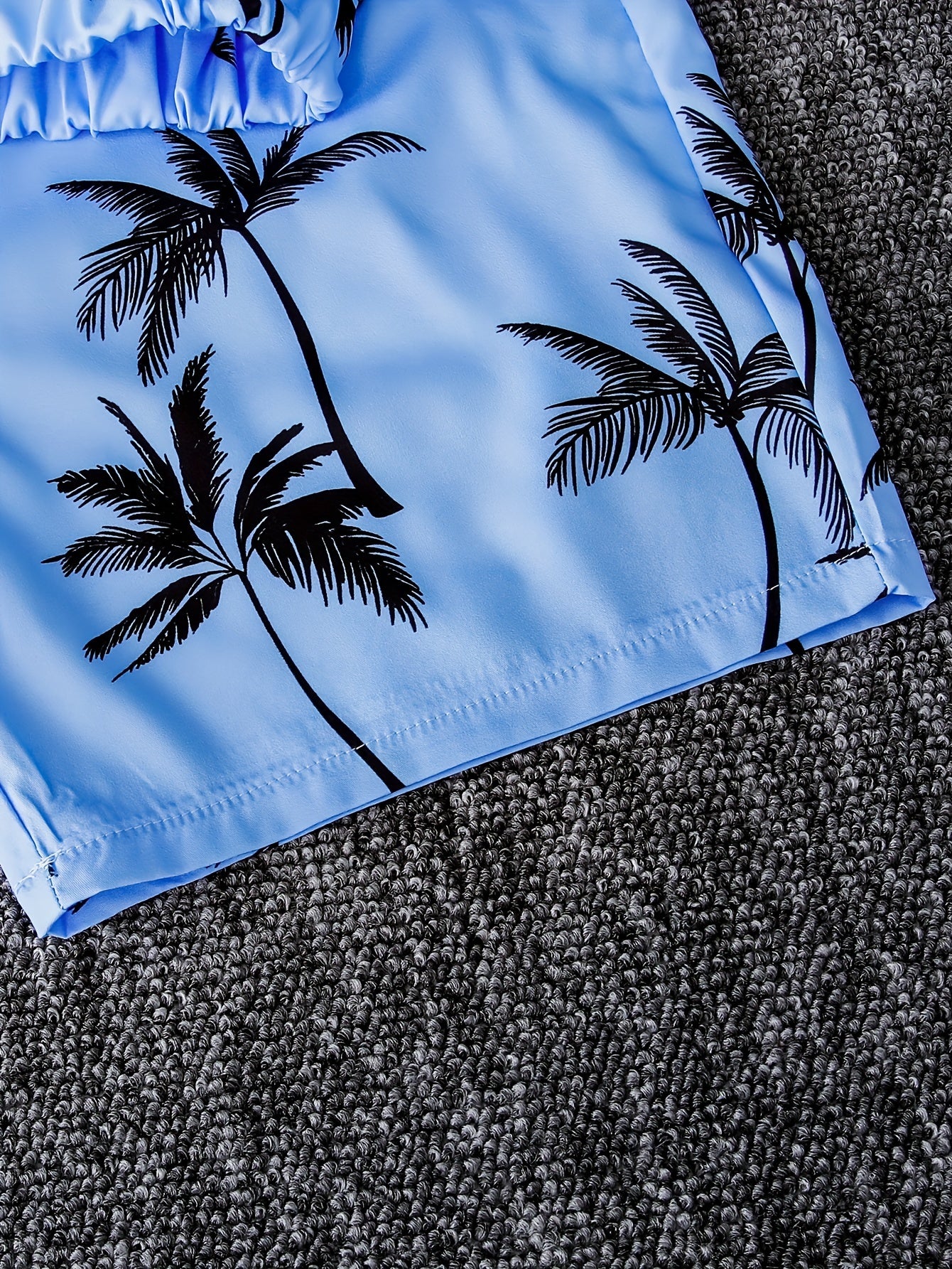 2pcs Boys Casual Coconut Tree Graphic Print Short Sleeve Lapel Shirt & Shorts Set, Comfy Summer Boys Clothing For Daily & Outdoor Wear
