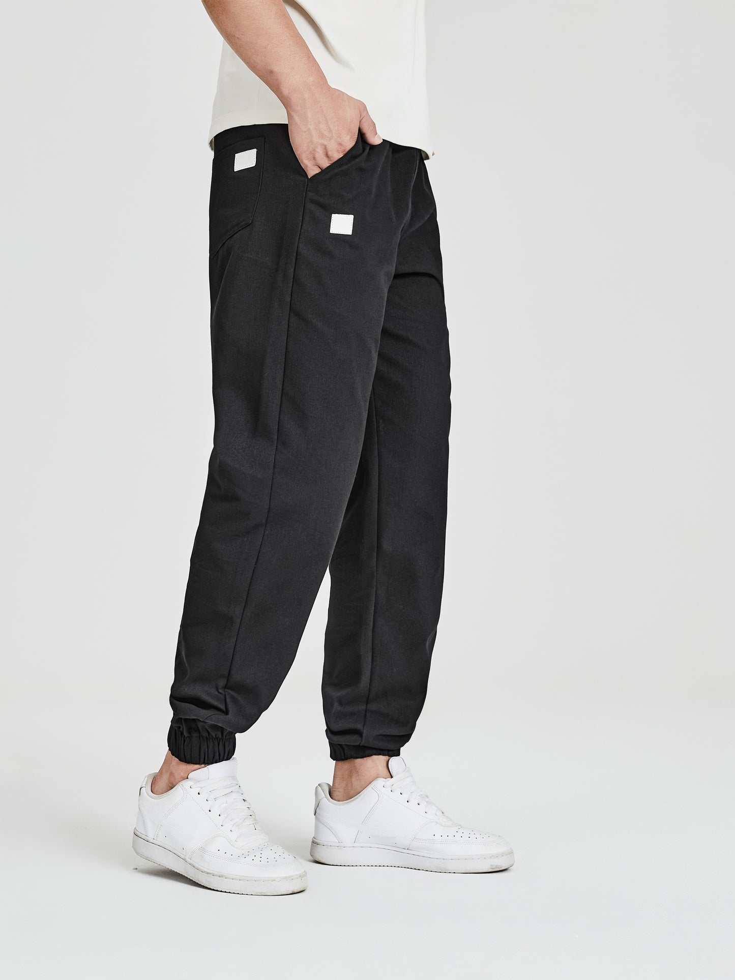 Men's Solid Color Drawstring Cargo Pants - Casual, Loose Fit with Multiple Pockets, Machine Washable