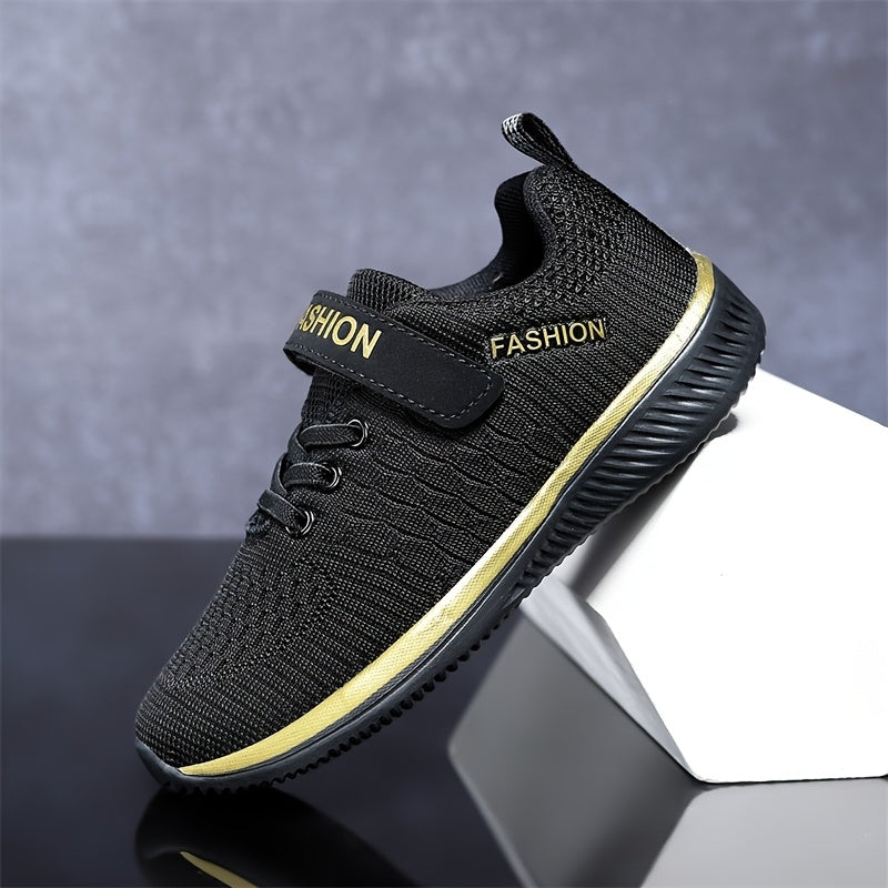 Youngsters' Breathable Knit Sneakers with Closure - Lightweight EVA Sole, All-Season Casual & Outdoor Running Shoes for Boys & Girls, Black, Youngsters Sneakers, Youngsters'S Footwear, Sporty Youngsters'S Footwear, Durable Yo