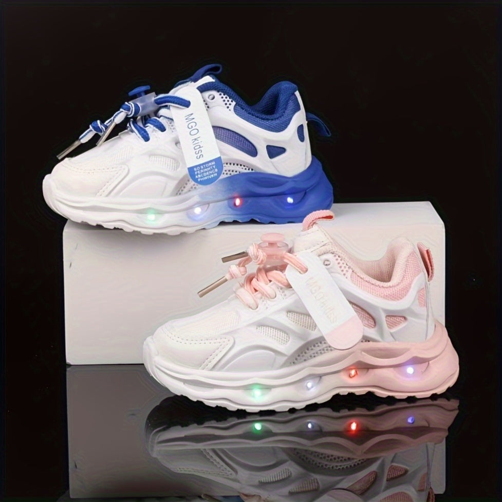 Boys' and Girls' New Spring and Autumn Sports Shoes, Gradient LED Light-Up Youngsters' Shoes for Ages 1-6 Years Old