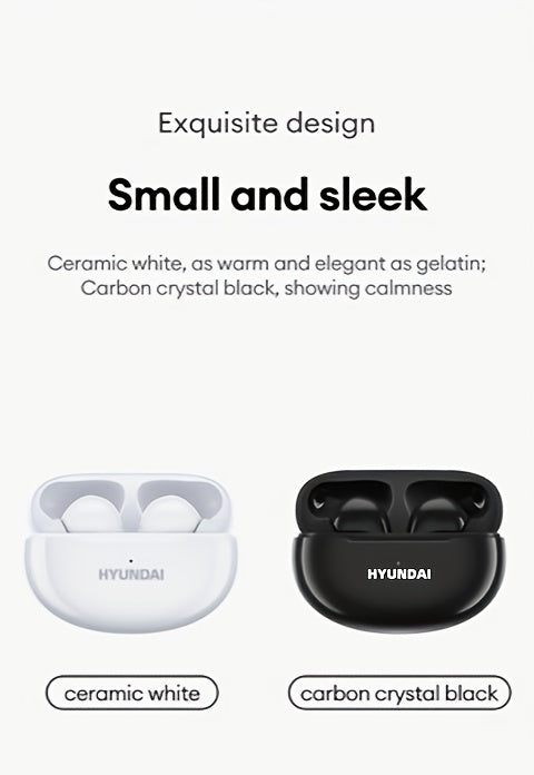 HYUNDAI 2024 Earbuds - High-Resolution Sound Quality, Dual AAC & SBC Decoding, New 5.3 Chip for Enhanced Connectivity, Intelligent Noise Cancellation, Smart Control, Comfortable Fit, Long Battery Life, Auto-Pairing, and Clear