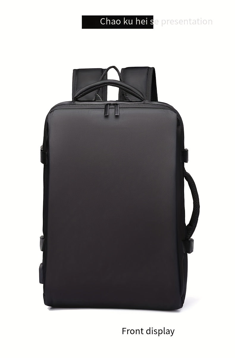 Men's Professional Laptop Backpack - Large Capacity Business Backpack with 39.62cm Laptop Compartment, Heavy-Duty Zipper Closure, Padded Shoulder Straps - Sleek Black Backpack for Office, Travel, Meetings - Durable Carry-On B