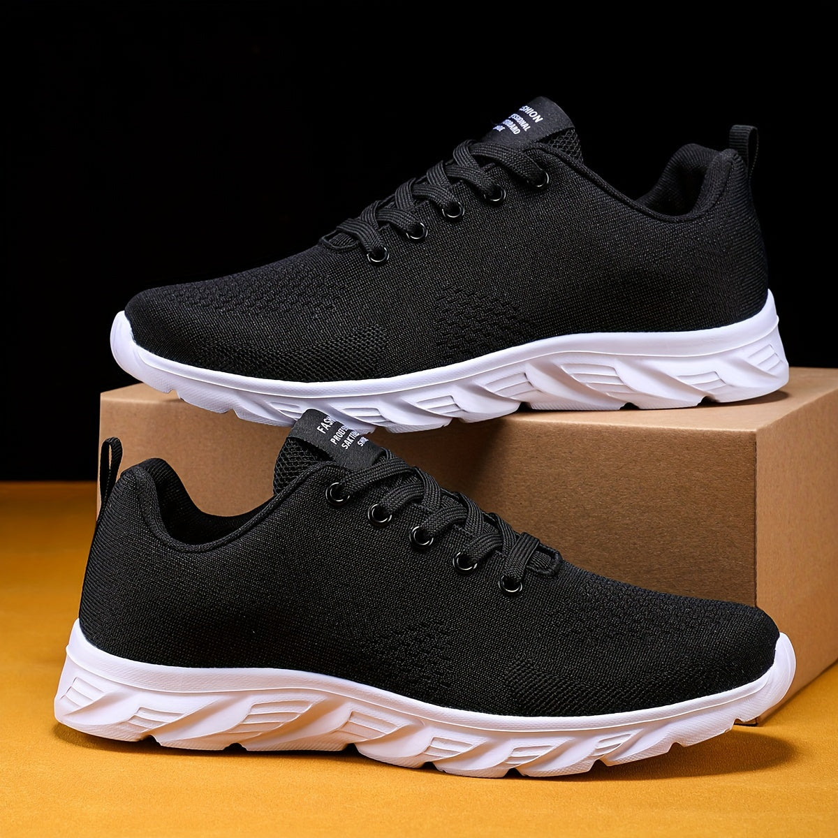 Men's Knitted Breathable Running Shoes, Lightweight Non-Slip Soft Sole, Comfortable for Outdoor Walking, Jogging, Fitness, Daily Activities, EVA Sole, Fabric Upper, Low-Top, Lace-Up Closure, Striped Pattern, All-Season Fashio