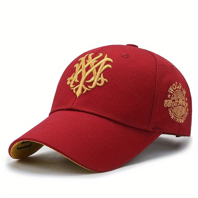 1pc Unisex Baseball Cap with "M" Design, Adjustable Metal Buckle Closure, Stylish & Comfortable for Men & Women, All-Season Wear, Black, Casual Headwear, Modern Headgear
