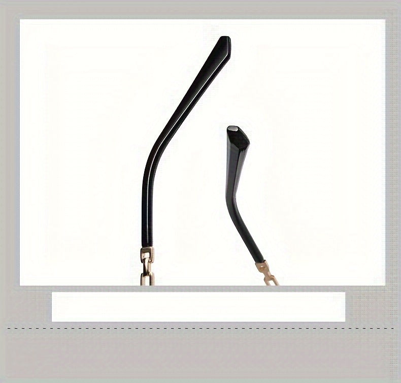 1pc Stylish Polygonal Golden Frame Fashion Glasses with Chain Link Design - Black Metal Fashion Glasses for Fashion-Forward Look