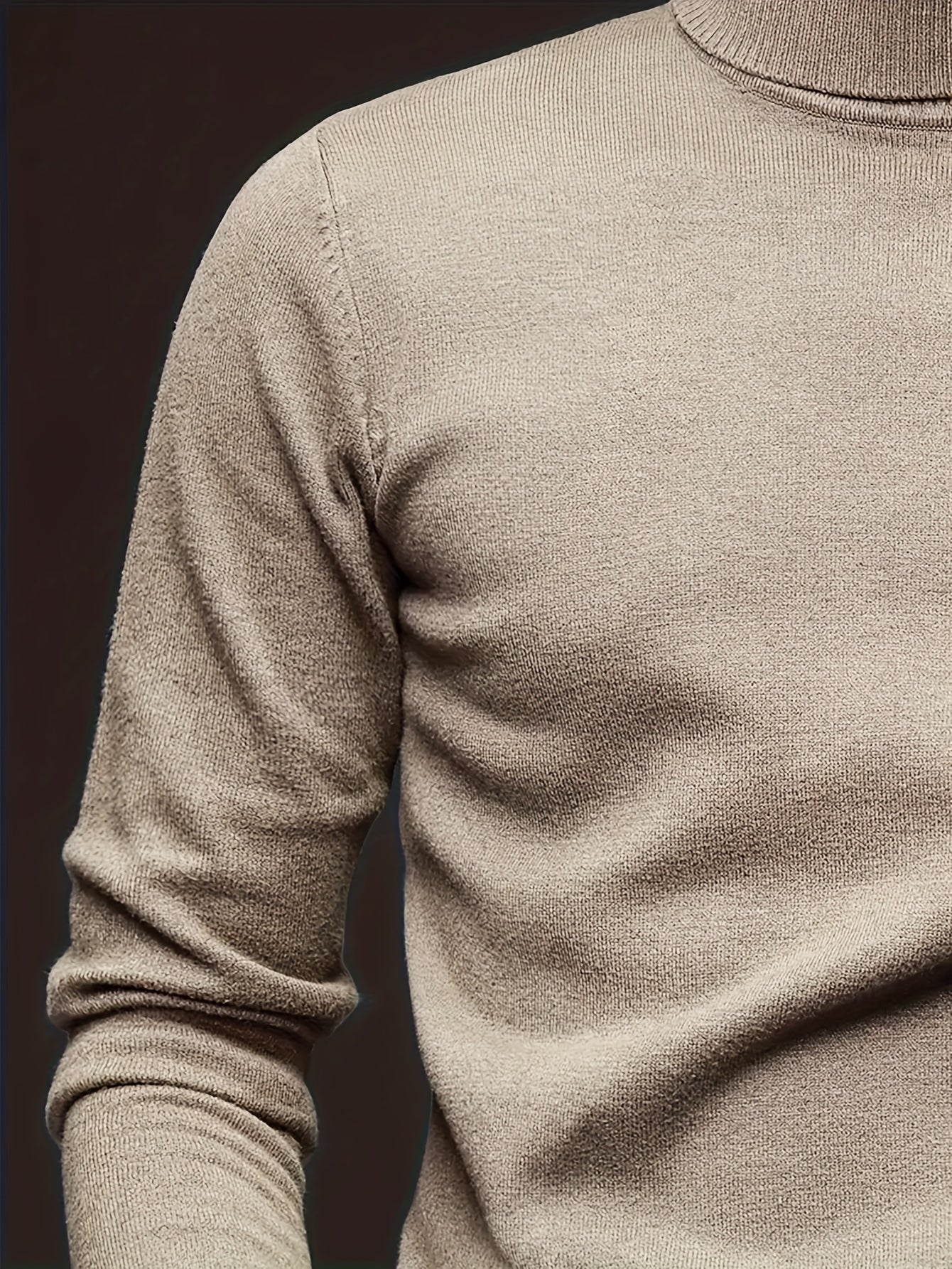 Men's Sleek Light Blue Turtleneck Sweater - Casual Knit Pullover with Ribbed Cuffs, Long Sleeves for Fall/Winter, Soft Viscose Blend
