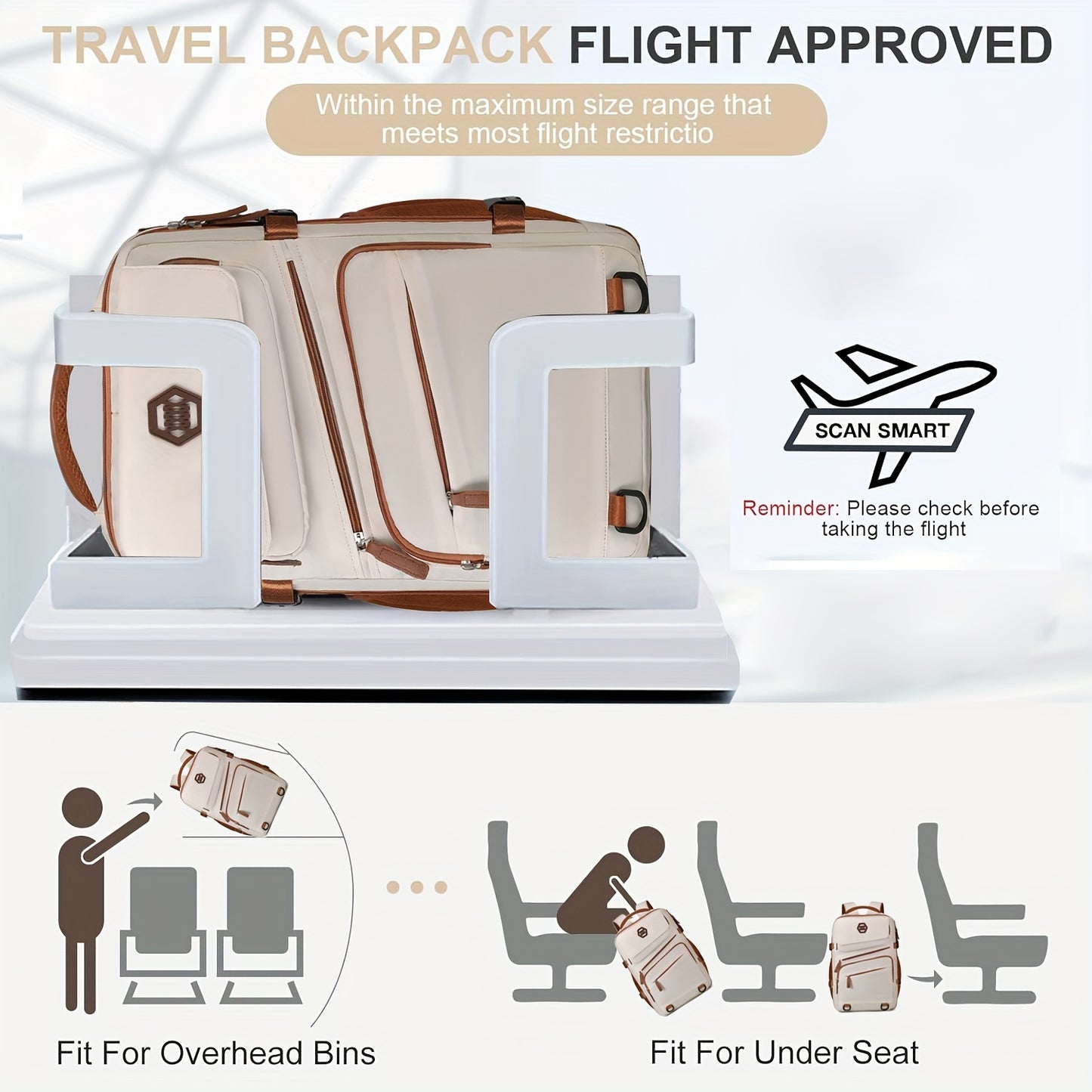 Travel Backpack, Laptop Backpack for Men and Women, University Backpack, Airline Approved Business Work Bag with Shoe Compartment, Suitable for 15.6-inch Laptop