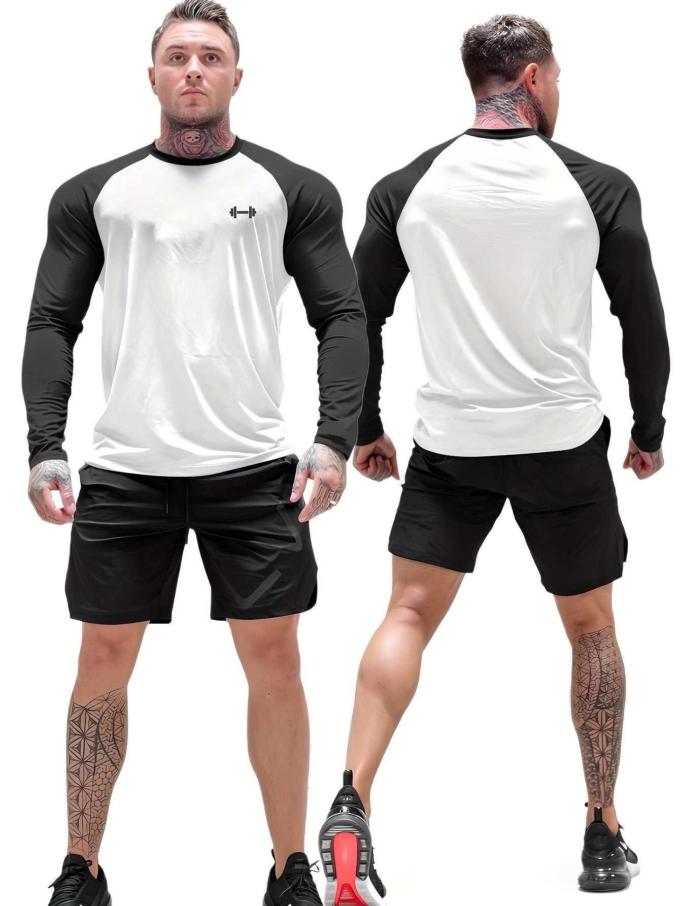 Men's Athletic Compression Long Sleeve T-Shirt - Quick-Dry, Breathable, with Graphic Print, Crew Neck, Stretch Fabric - Ideal for Running, Gym & Sports Activities, Gym Clothes