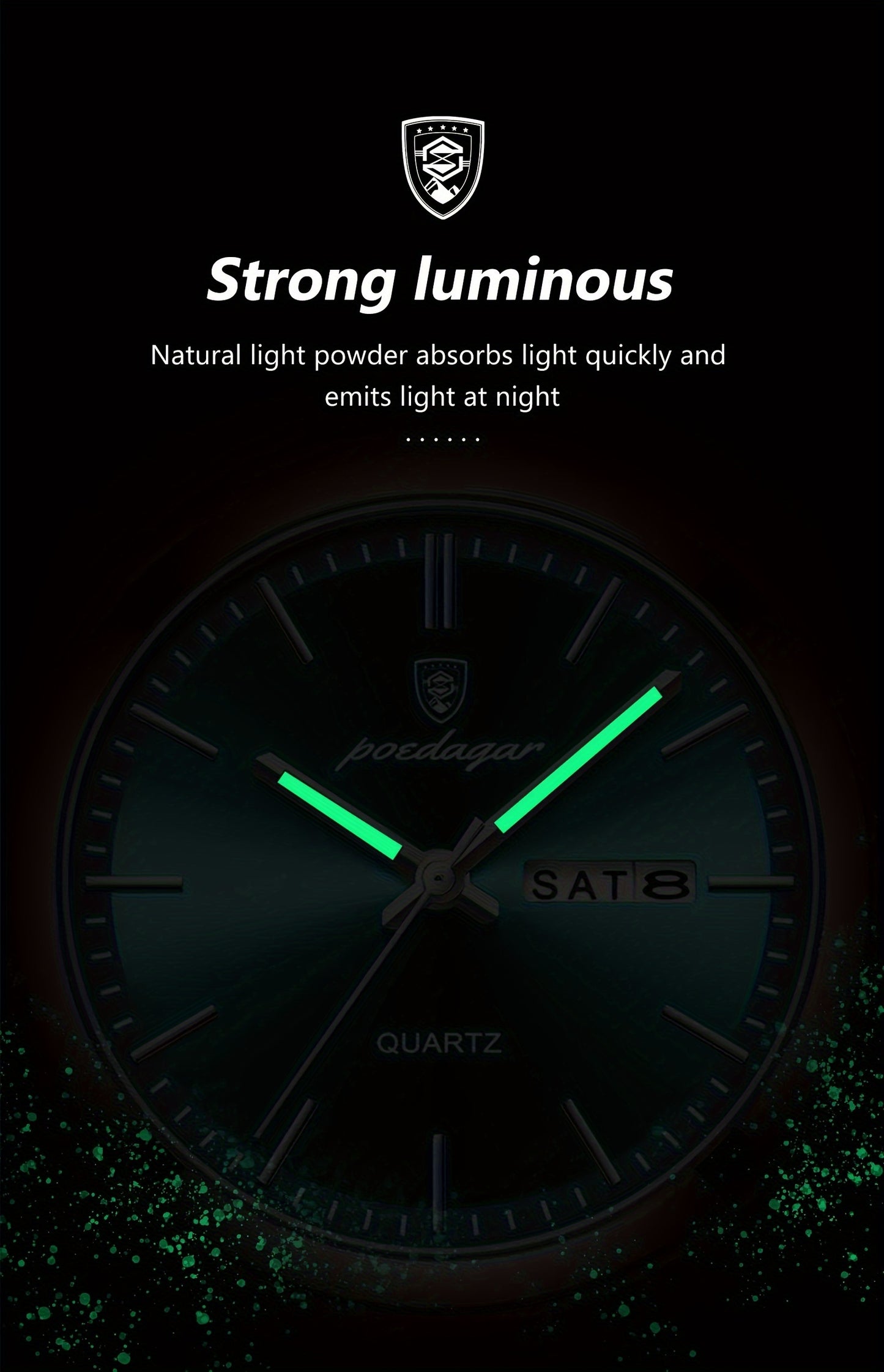 POEDAGAR New Men's Stainless Steel Quartz Wristwatch, Luminous Calendar Men's Watch, Ideal Choice For Gifts